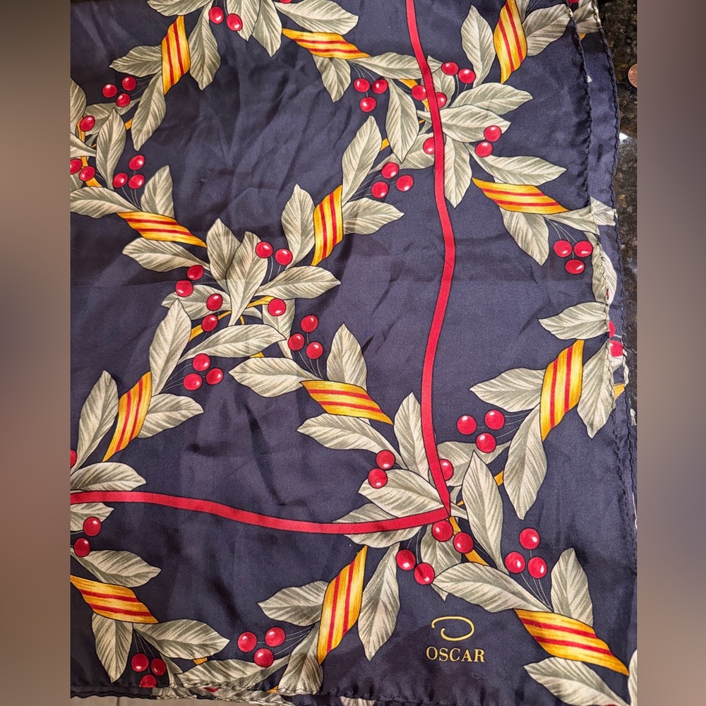 Vintage Oscar De La Renta Silk Square Scarf 34x35